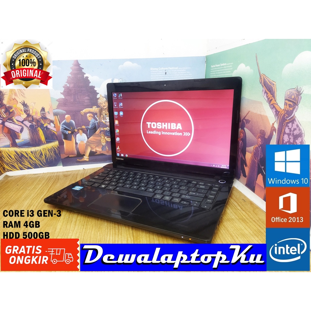Laptop Sekolah Second Murah Toshiba Core i3 Gen3 Ram 4GB Siap Pakai