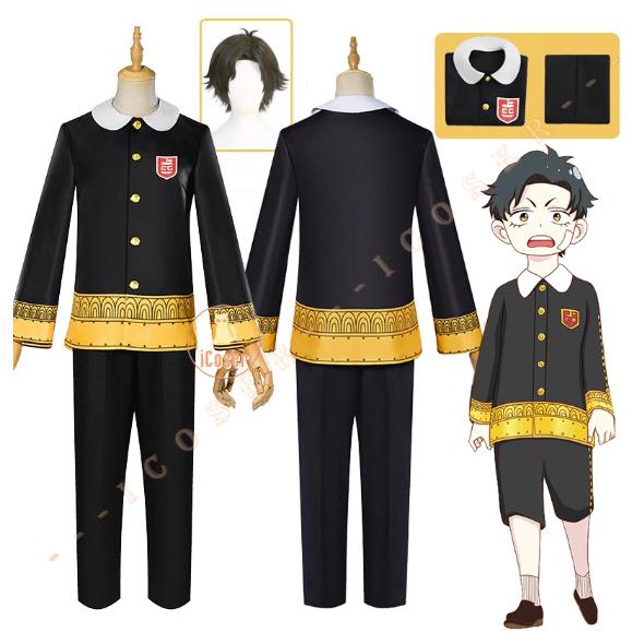 Anime Spy X Family Damian Desmond Cosplay Costume Wig Syon School Uniform Black Anya Forger Boy Outf