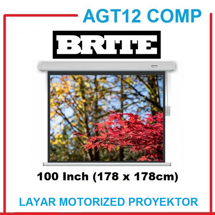 Brite eConomical Motorized Projector Screen 100 inch Layar Proyektor