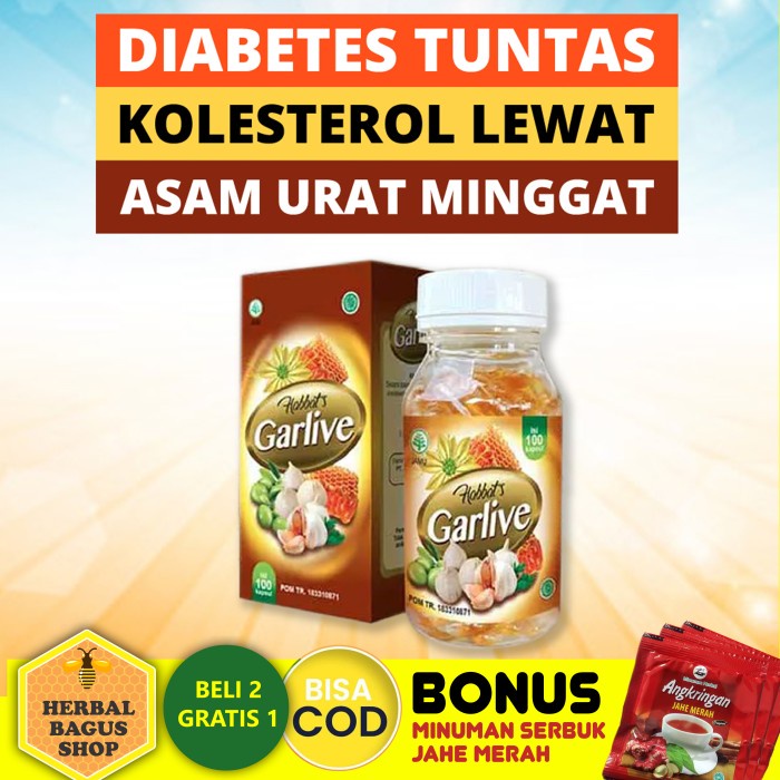 Herbal Diabetes, Obat Diabetes - Habbats Garlive Original BPOM