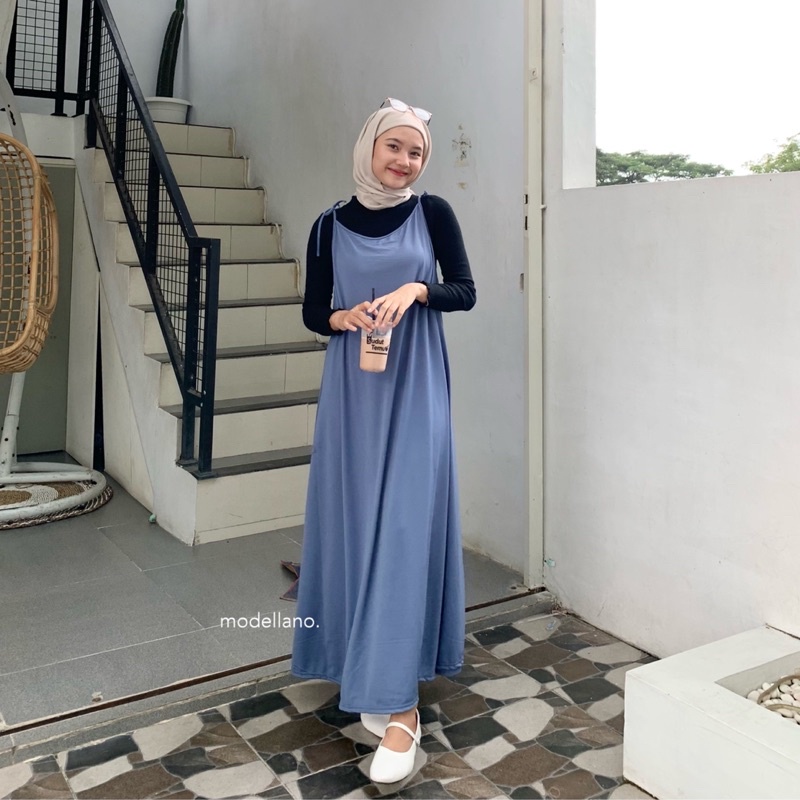 JISOO OVERALL OUTER DRESS POLOS KOREAN LOOK MAYUNG MUSLIM JUMBO XXL BIGSIZE MURAH MODELLANO