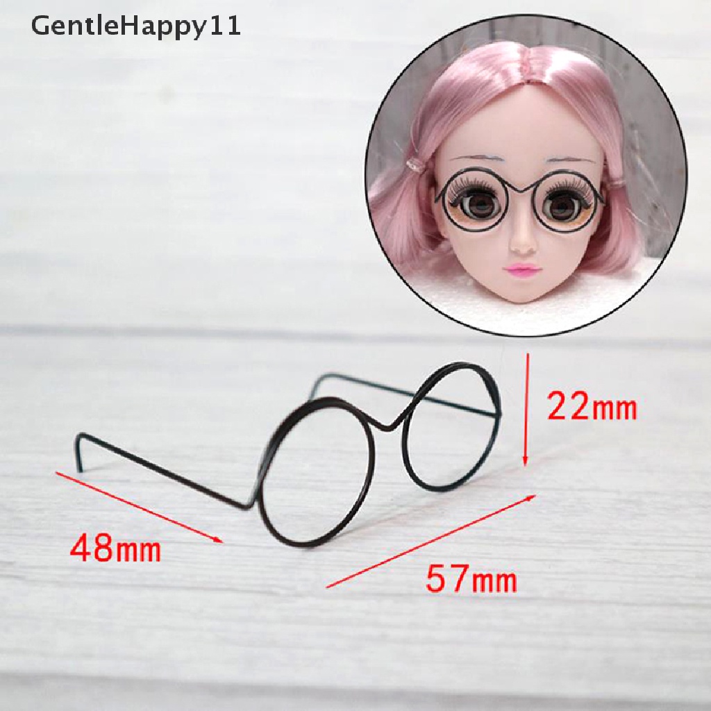 Gentlehappy1per2 /5 /10Pcs Fashion Bingkai Bulat Tanpa Lensa Retro Kacamata Boneka Keren Untuk Boneka id