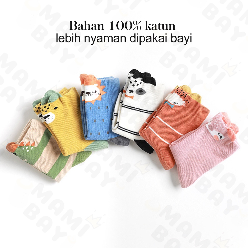 OKEYI Kaos kaki panjang bayi 0-3 tahun Kaus kaki bayi anti slip motif hewan Baby Socks