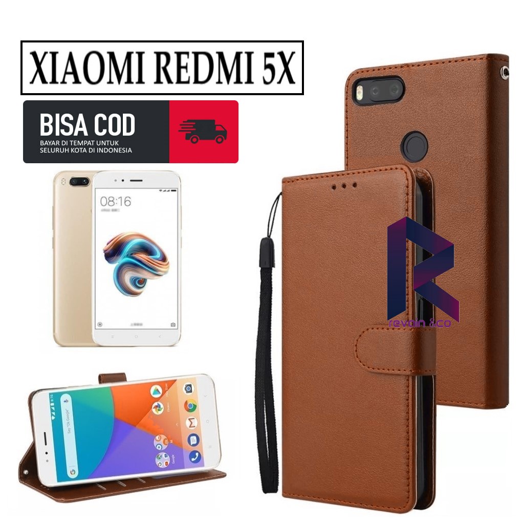 CASE XIAOMI REDMI 5X FLIP WALLET LEATHER KULIT PREMIUM SARUNG BUKA TUTUP KESING HP FLIP CASE XIAOMI REDMI 5X