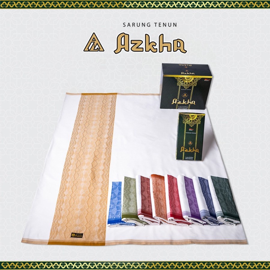 Sarung Tenun Azkha Polos Putih Dobby Tumpal / Sarung Tenun Putih Polos / Sarung Pria Dewasa Sarung S
