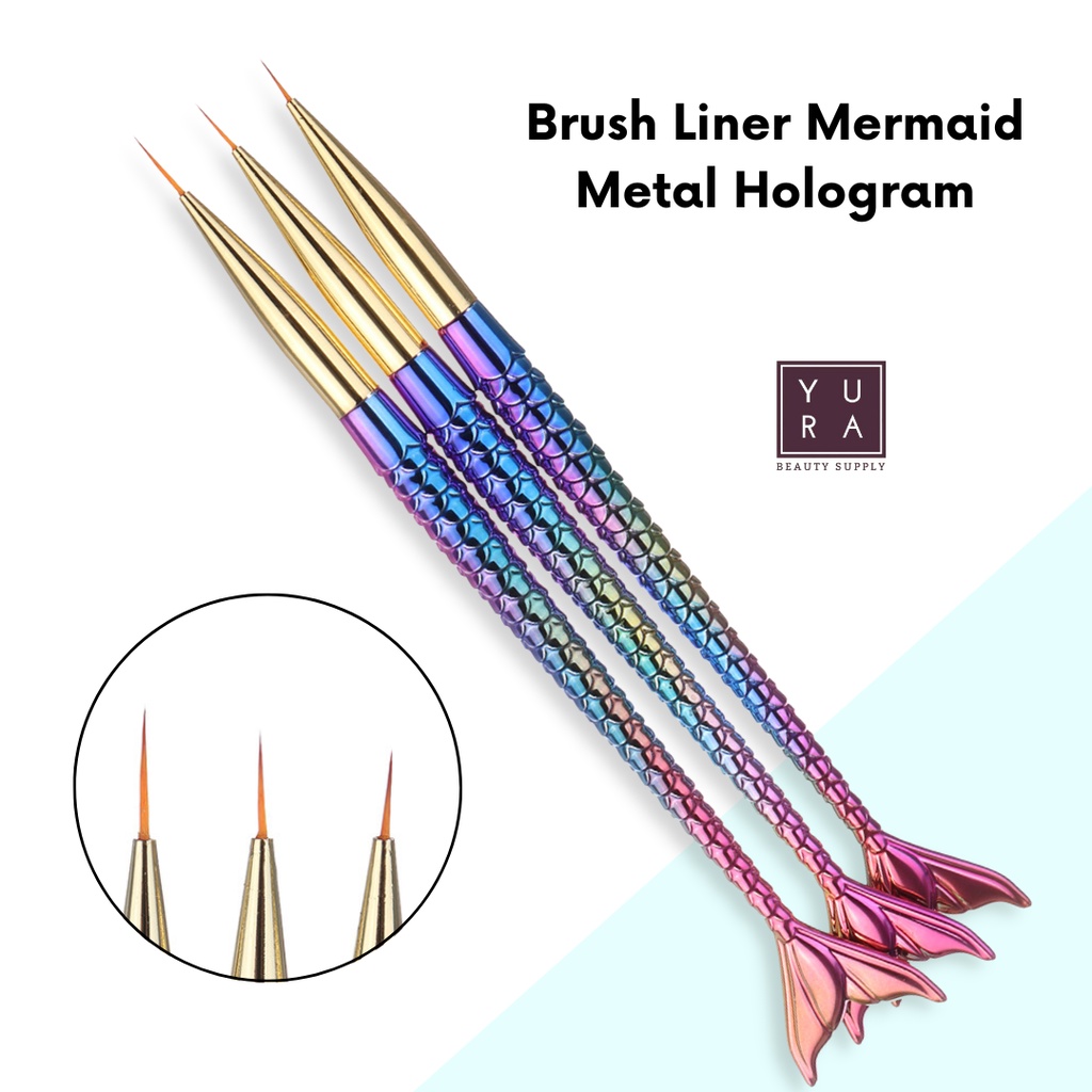 Brush Liner Drawing Kutek Gel Nail Art Warna mermaid