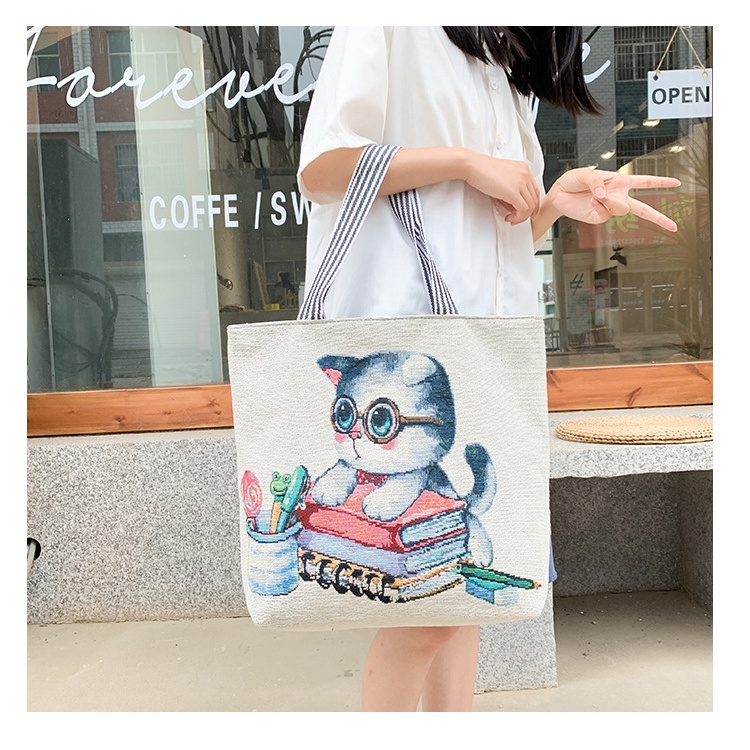 BAO001 Disney Totebag Canvas Kanvas Wanita Lucu Mickey Minnie Mouse Donald Totebag Kanvas Tas Karakter Tas Bahu student shopping bag shoulder bag embroidered bag