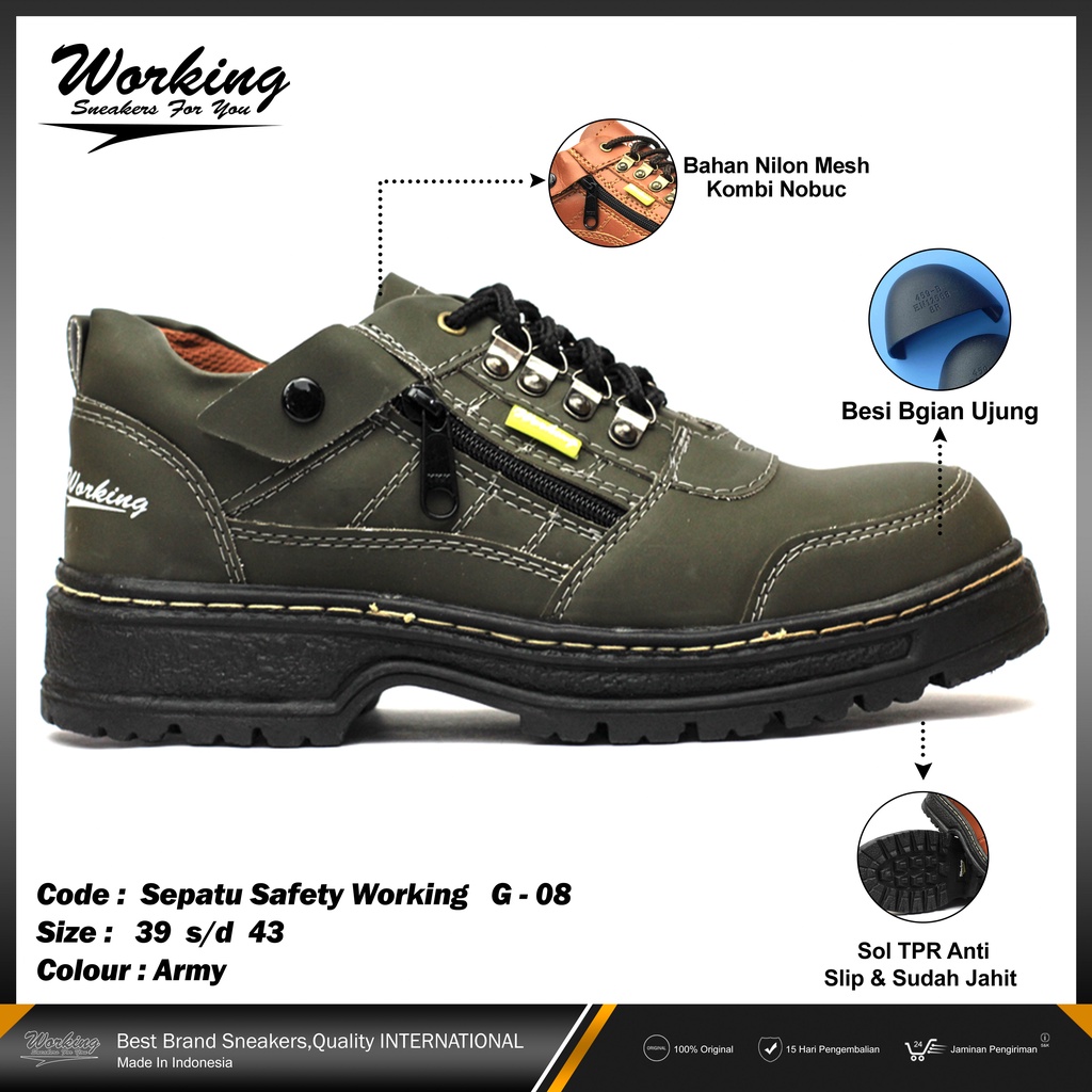 Sepatu Safety Ujung Besi Working G-08 Original 100%