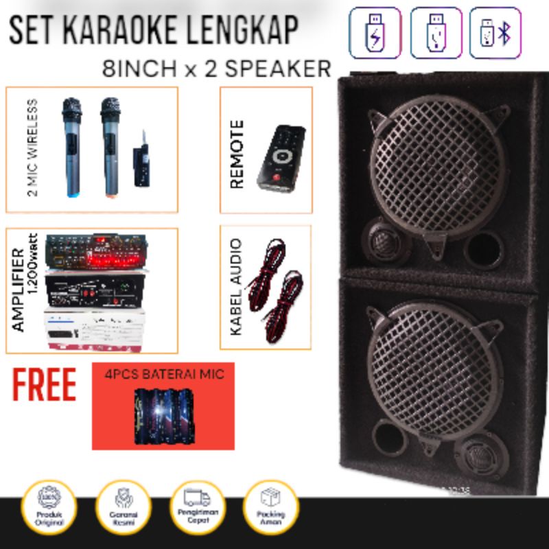 Jual PAKET KARAOKE LENGKAP BLUETOOTH SUARA BASS DENGAN AMPLIFIER 600w