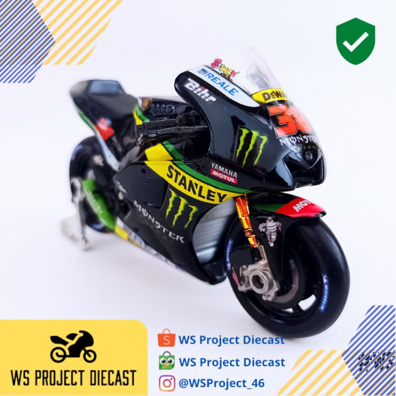 Maisto 1:18 MotoGP Monster Tech 3 Yamaha Bradley Smith 2016 Diecast Miniatur