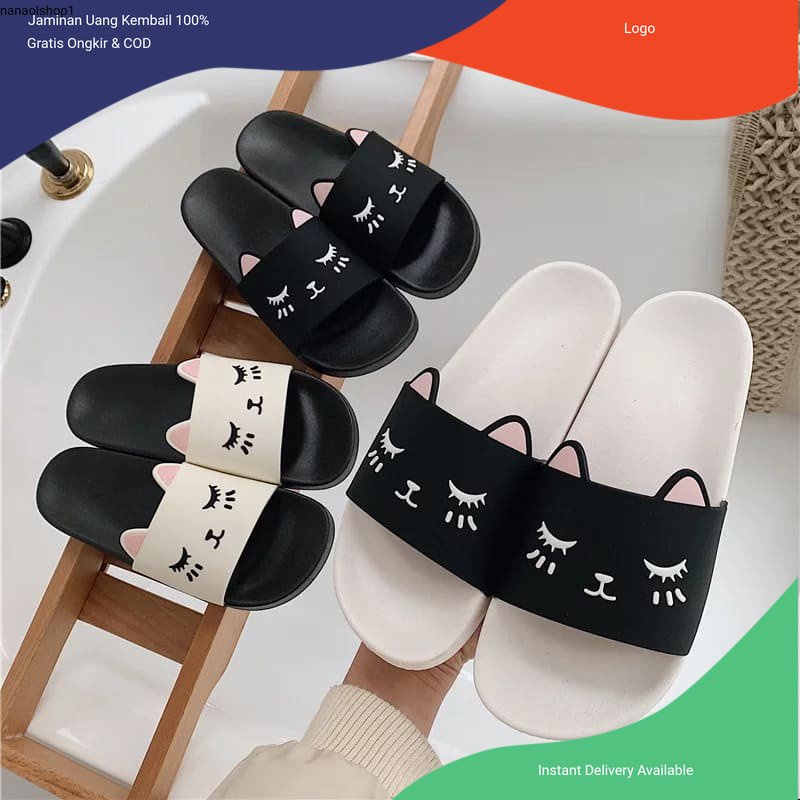 SANDAL WANITA SELOP KARAKTER KUCING
