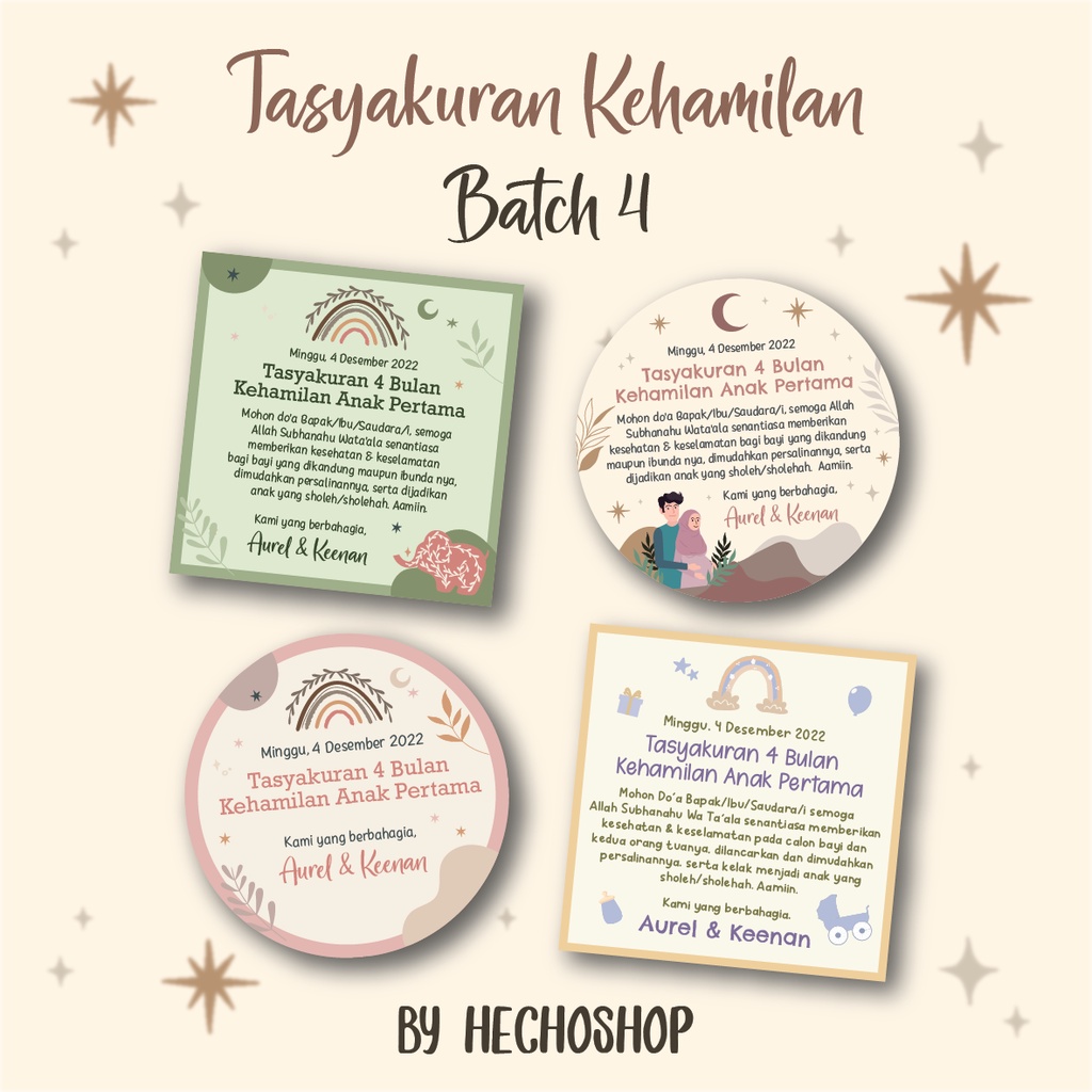 

Stiker / Kartu Tasyakuran 4/7 Bulan Kehamilan BATCH 4 [HECHOSHOP]