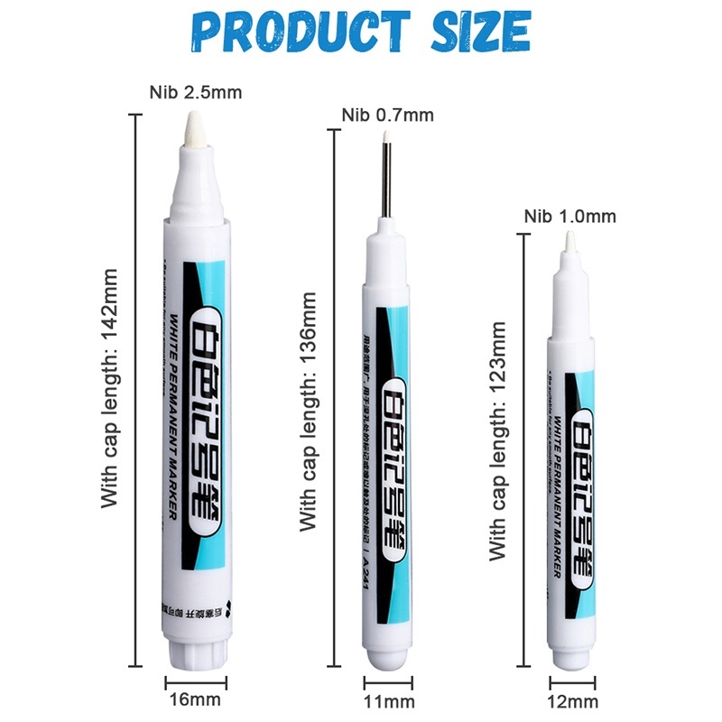 1pc 0.7/1.0/2.5mm Putih Spidol Berminyak Tahan Air Gel Pulpen DIY Graffiti Sketsa Penanda Alat Tulis Menulis Perlengkapan Sekolah