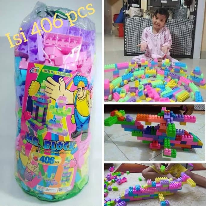 Mainan Lego Mr Block Besar 406 Pcs Edukasi - Brick Anak Edukatif