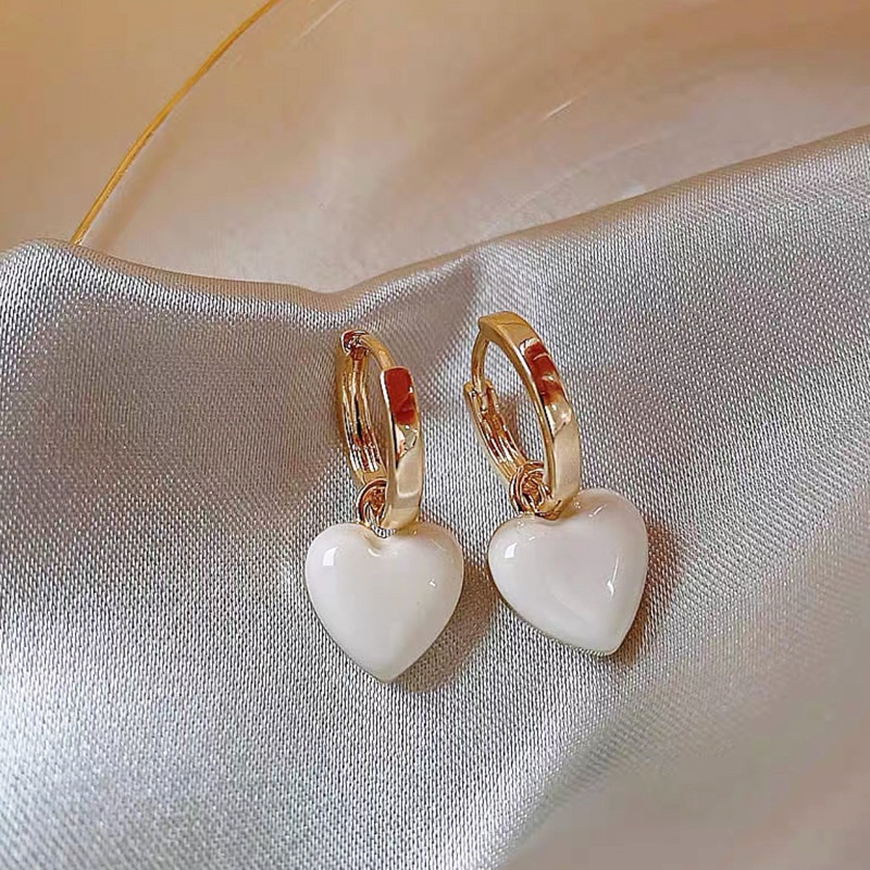 Anting Menjuntai Liontin Geometris Hati Gaya Korea Untuk Pengantin Wanita