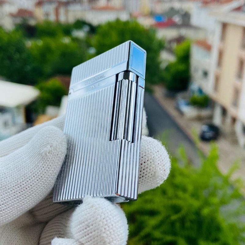 Korek Api S.t Dupont Line Silver Lighter Premium Quality