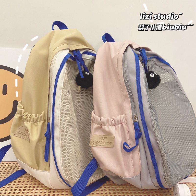 ₪❁Tas sekolah ulzzang asli desain ceruk Jepang ins berkapasitas besar ransel ringan ransel gadis retro