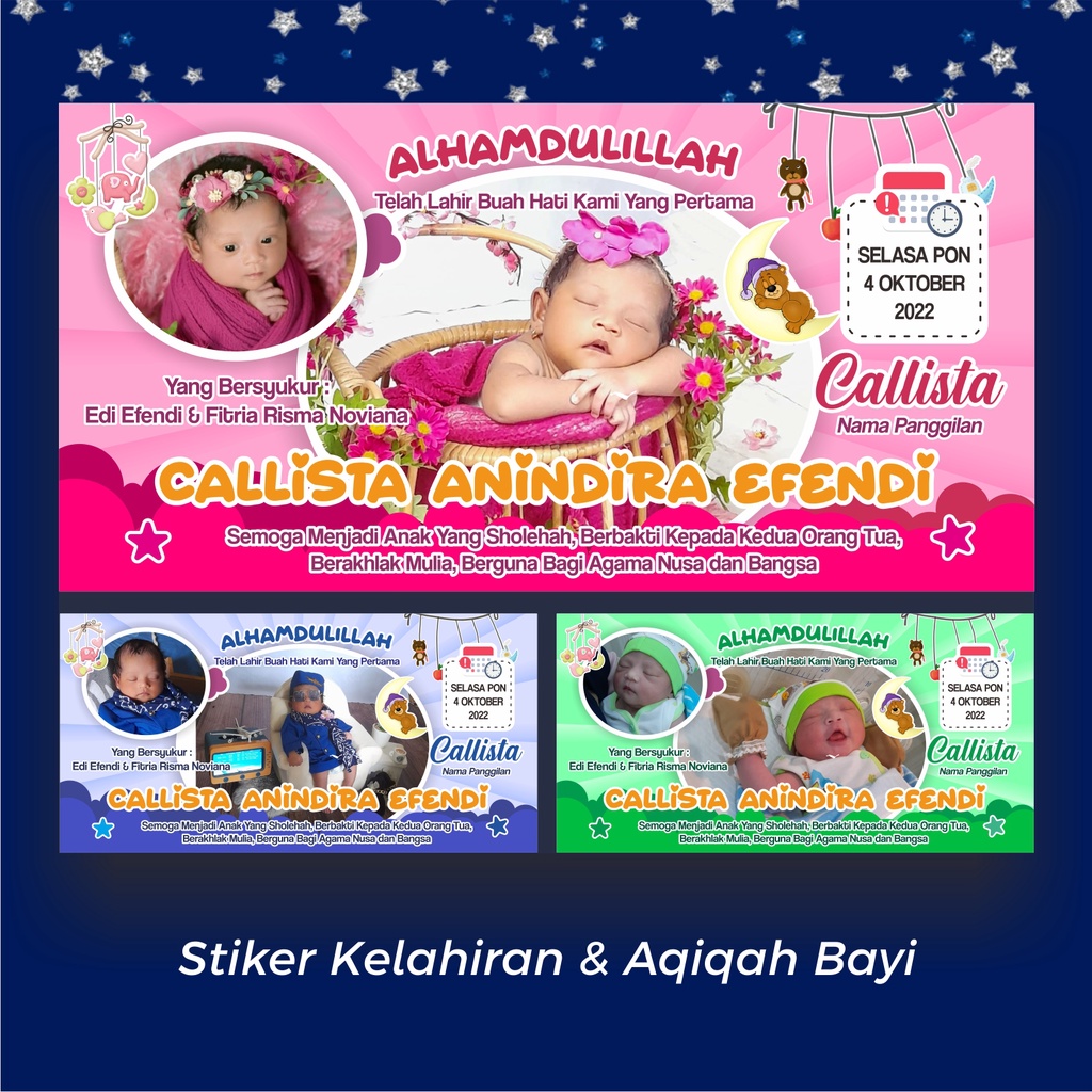 

Stiker Ucapan Kelahiran Bayi / Tasyakuran Aqiqah Anak