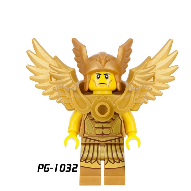 Patung Minifigures Medusa Gingerbread Man Chicken Warrior Warna Emas Untuk Koleksi