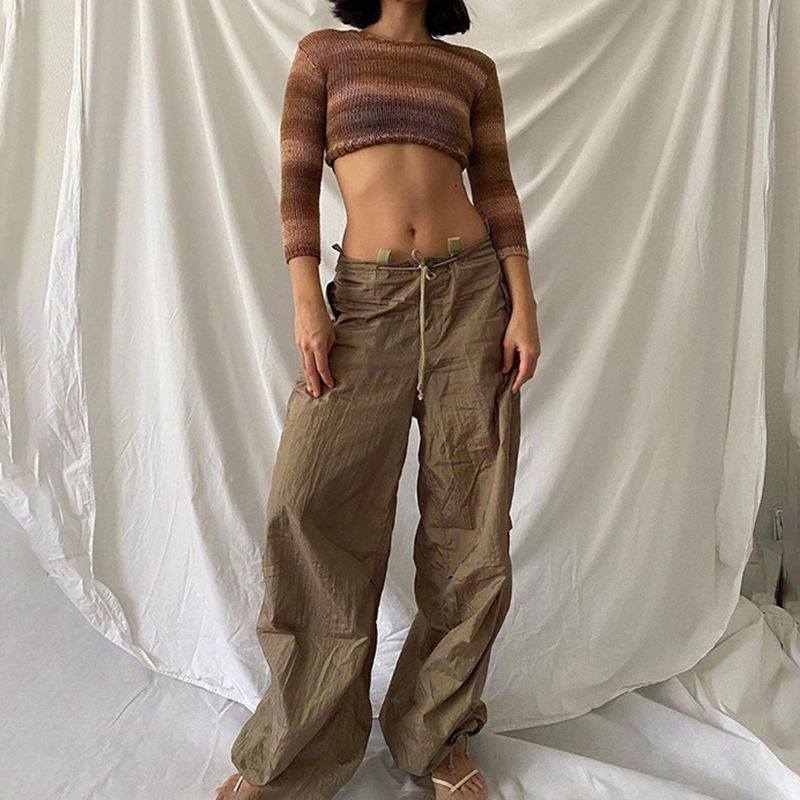 Red IAMHOTTY retro street shooting musim semi dan musim panas bagian tipis longgar kasual celana wanita vintage nyaman hot girl beam celana