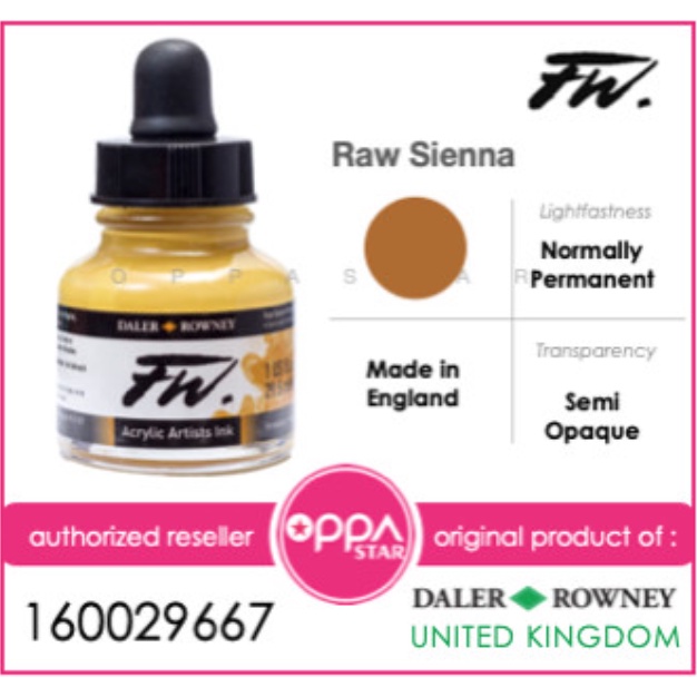 

Cat Aklirik Daler Rowney FW Ink 29.5 ML Raw Sienna 160029667