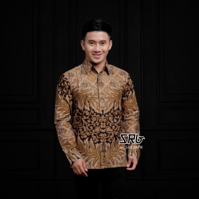 BAJU BATIK PRIA LENGAN PANJANG READY M L XL XXL - SPECIAL WARNA BATIK COKELAT COKSU KREM CREAM