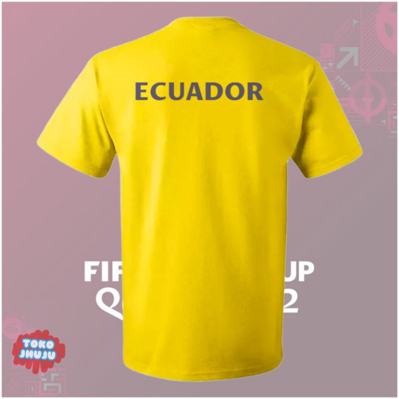 Baju Kaos Piala Dunia World Cup 2022 tin Ekuador DEPAN BELAKANG