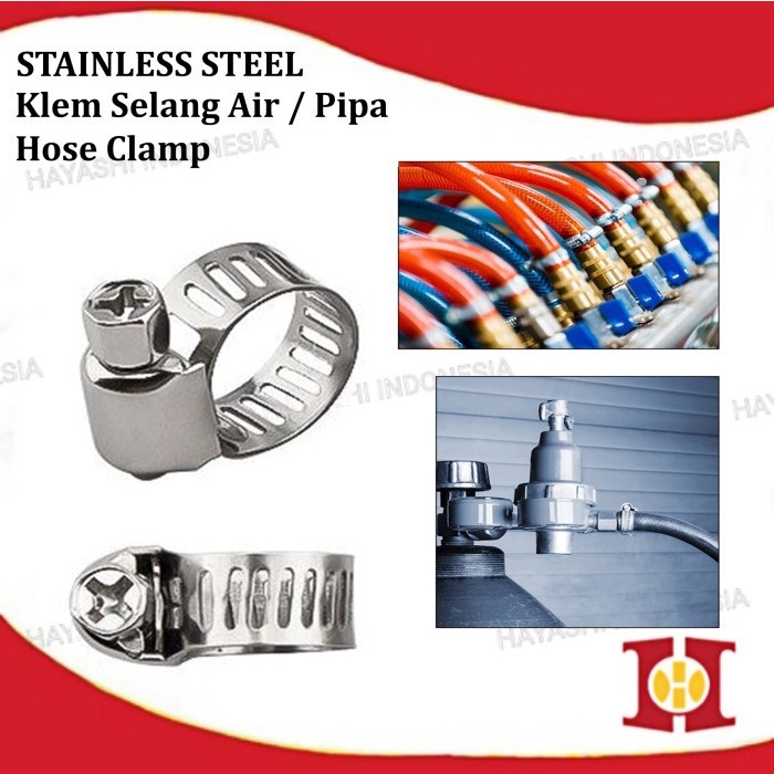 Klem Selang Air Kran Hose Clamp Stainless 1/2&quot; 5/8&quot; 3/4&quot; 7/8&quot; Inch- 20PC