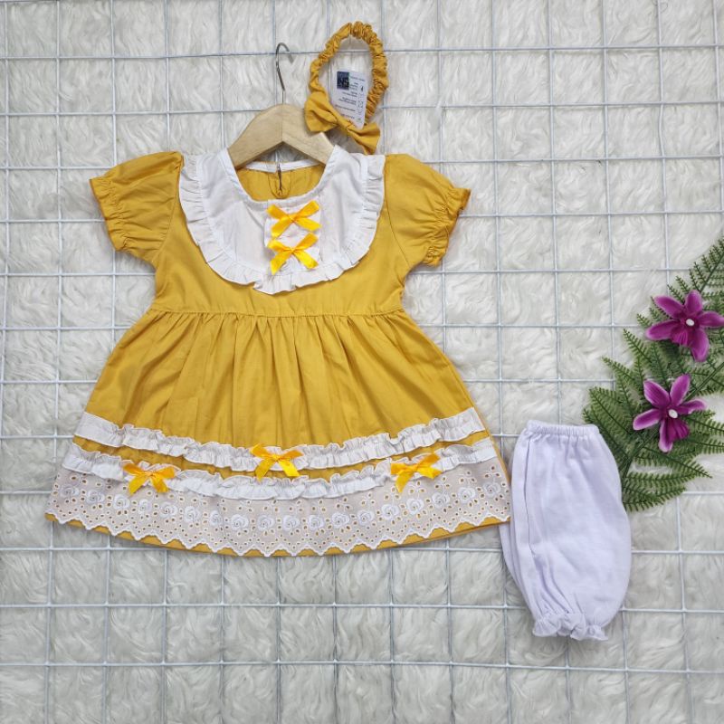 baju bayi perempuan set dress kdbg78