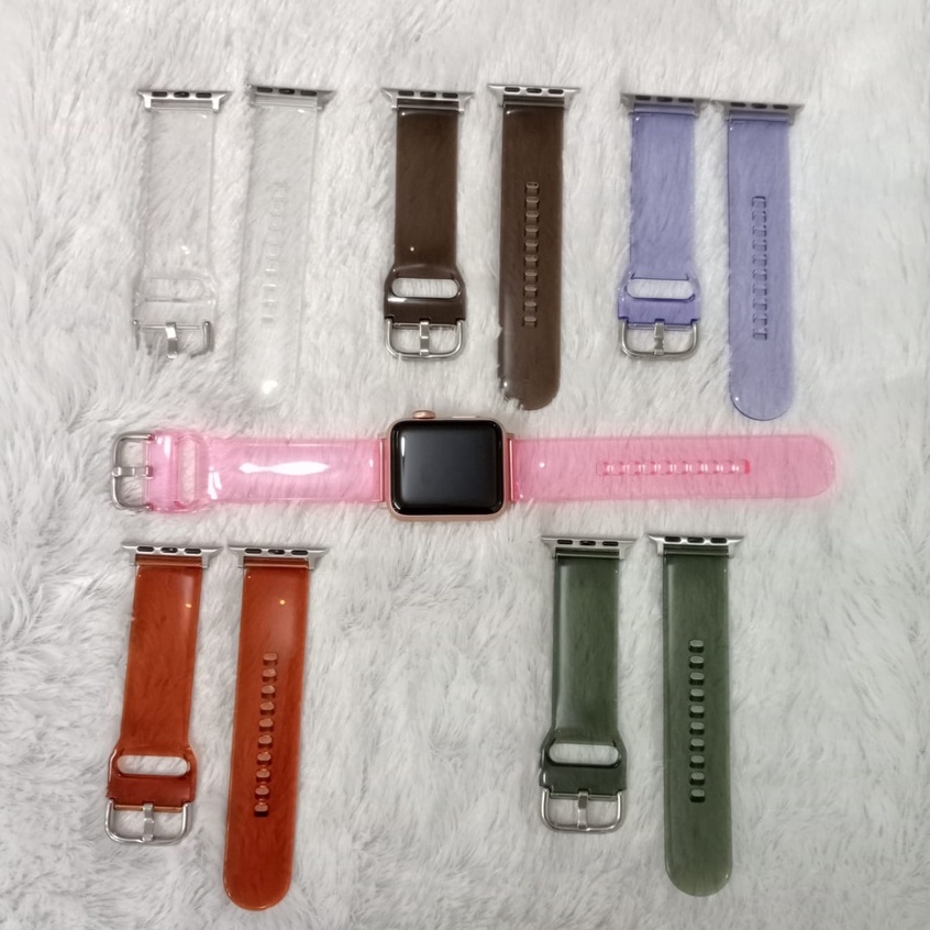 Strap Apple Watch Silikon Transparan For iWatch Series 1 2 3 4 5 SE 6 7 8 ultra