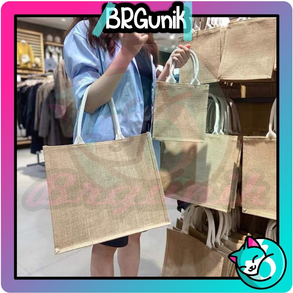 BRGUNIK Tote Bag Tas Karung Goni / Tas Goni / Artistic Kanvas Hand Bag Muji Premium Quality W181