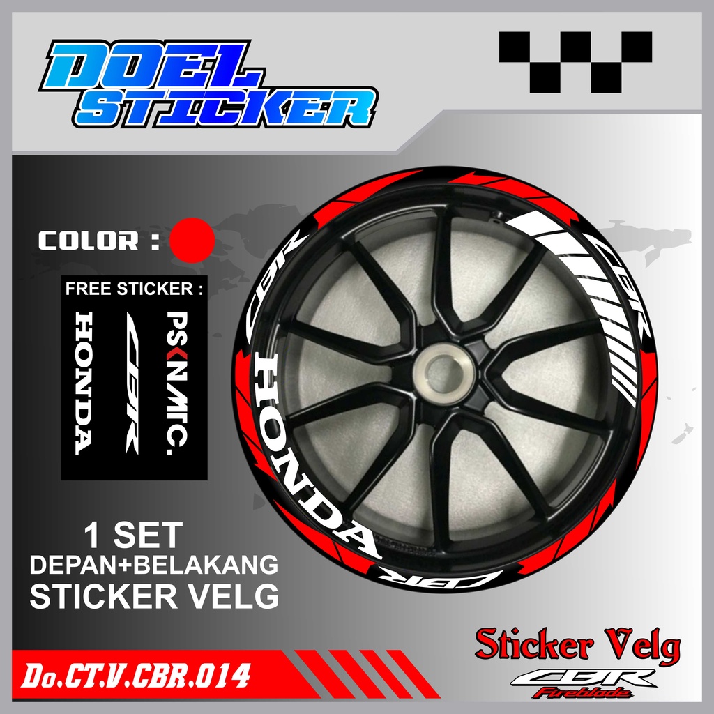 Stiker Cutting Velg CBR 150 Racing Lis List Variasi Custom Set Depan Belakang Doel 014