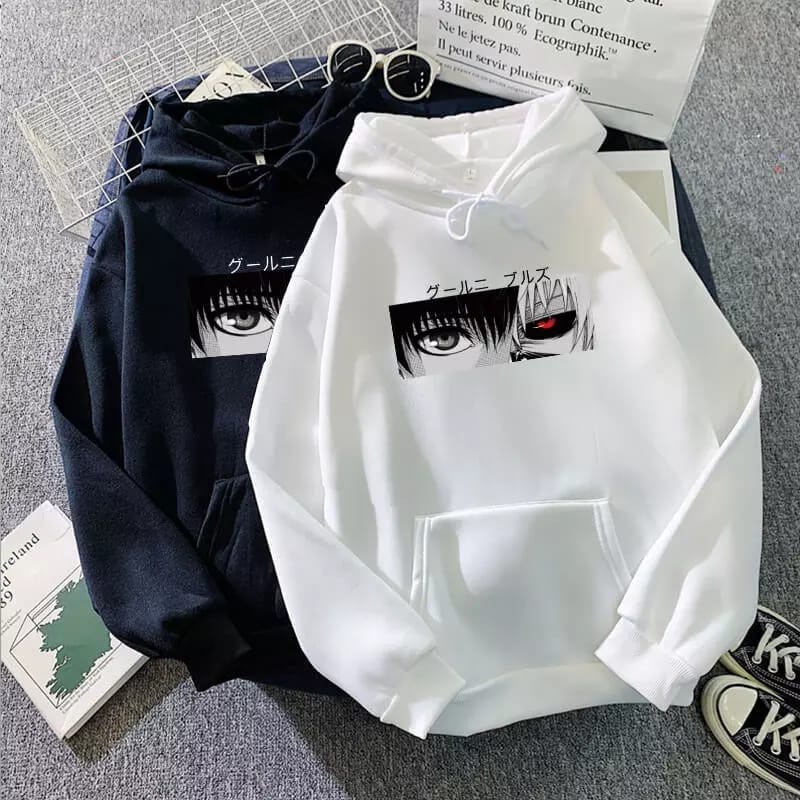 Parisdivarious Sweater Hoodie Jemper Mata Anime Merah Bahan Fleece Size S - XXL (Pria &amp; Wanita)