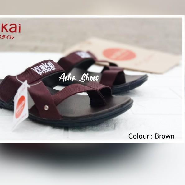 Sandal Selop pria Impor murah - Sandal keren Cowok slip on flat - Cokelat, 39