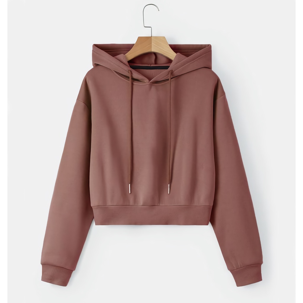 Bigy - CROP HOODIE OVERSIZED BASIC PREMIUM QUALITY SWEATER HOODIE CROP POLOS WANITA UNFINISHED DISTR