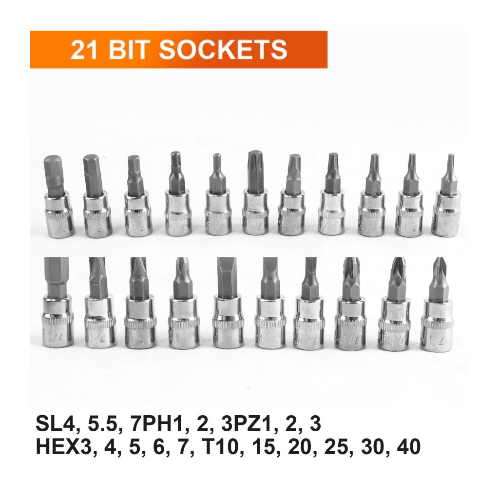 Set Kunci Shock 1/4 Socket + Obeng Socket Set 46 Pcs Obeng Set 46 Kunci Pas