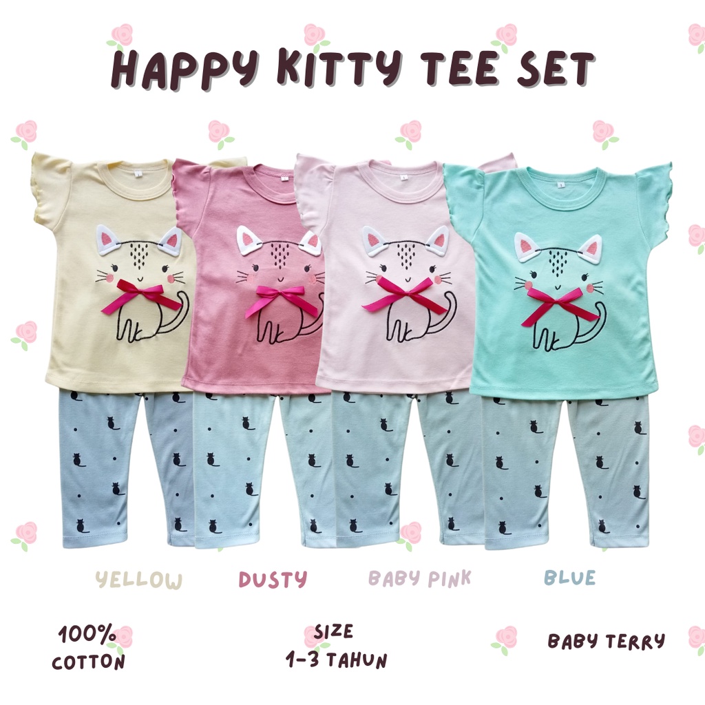 setelan harian anak perempuan lengan pendek setelan legging panjang baju anak perempuan baju balita perempuan baju bayi anak cewek BUNNY HEADPHONE TEE SET