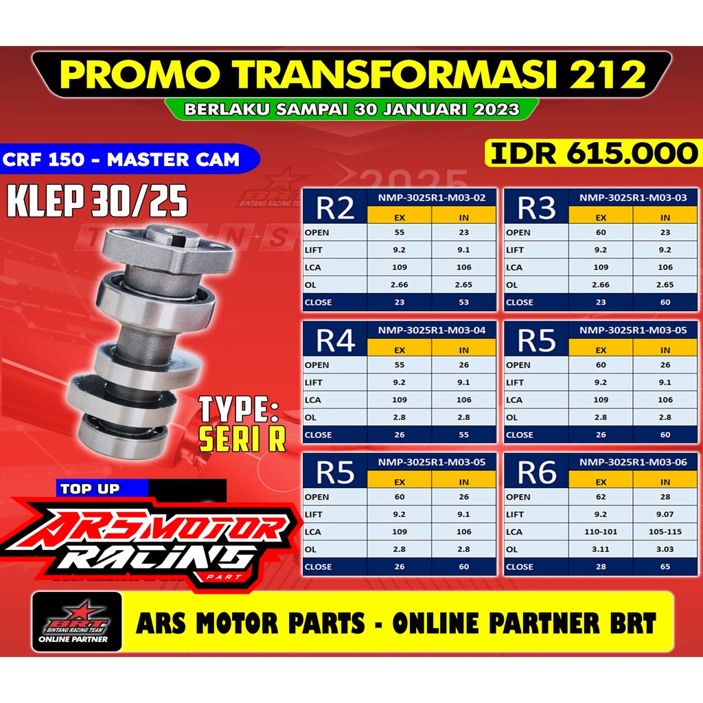 NOKEN AS BRT CRF 150 KLEP 30 25 TYPE R2 R3 R4 R5 R6