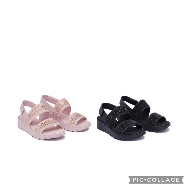 Ori Sale Sandal sepatu Skechers footsteps 111065 Pink Hitam Women