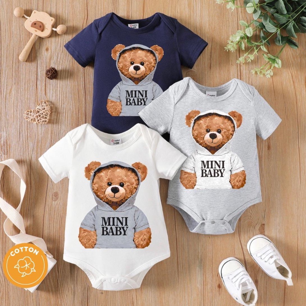 Jumper Bayi Motif BEAR [MOTIF 2] / Jumper pendek bayi Motif Beruang / Jumper bayi motif Laki laki perempuan Termurah!!