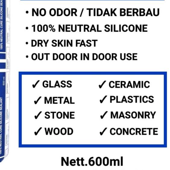 

Lem Sosis/Dodol Silicone Sealant GLAZING N10 IKA 100% NEUTRAL TYPE - Putih