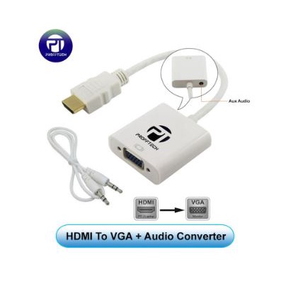 Hdtv to vga audio 3.5mm konverter profftech 1080p full hd gold for laptop pc - Converter Hdtv male to d-sub 15 pin female FHD proff tech