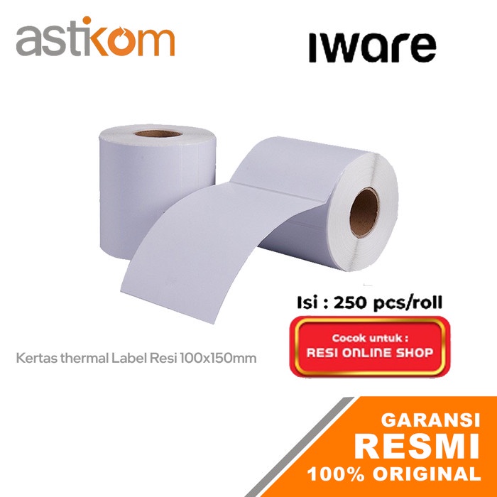 

Kertas Sticker Label Barcode Thermal IWare 100x150mm 250pcs 1 Roll