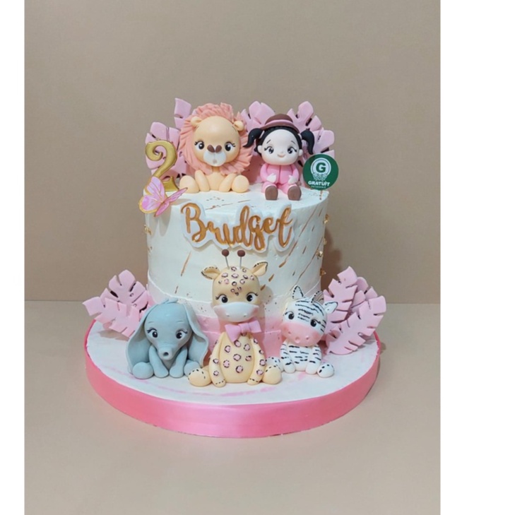 

ANIMAL WITH A GIRL UK 20CM DOUBLE CAKE / KUE ULANG TAHUN