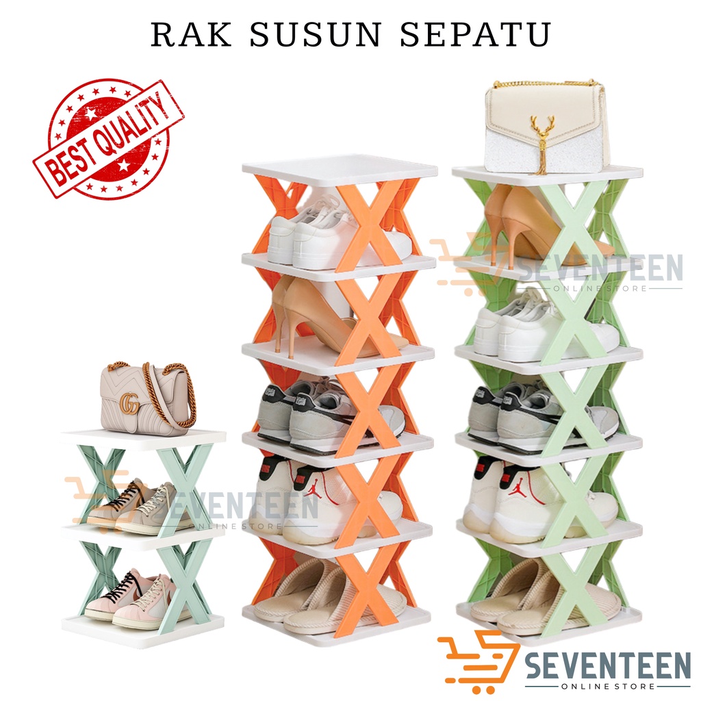 SEVENTEEN RAK SEPATU MULTIFUNGSI RAKITAN TINGKAT SUSUN TEMPAT SEPATU SUSUN SERBAGUNA RAK MEJA BUKU DAPUR MULTIFUNGSI SHOE RACK IMPORT