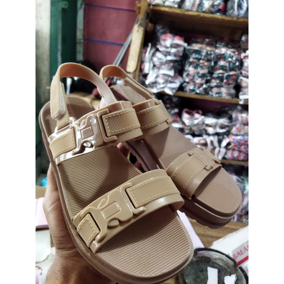 sandal jelly ban dua tali belakang 1323-3 sandal wanita trendy sandal wanita import