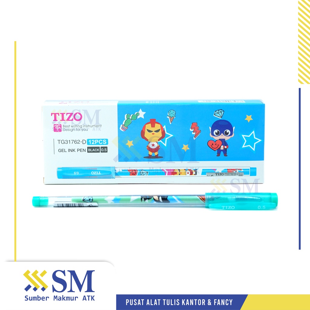 

(PAK) PULPEN / BALLPOINT GEL TIZO CAMPUR TIPE ISI 12 PCS
