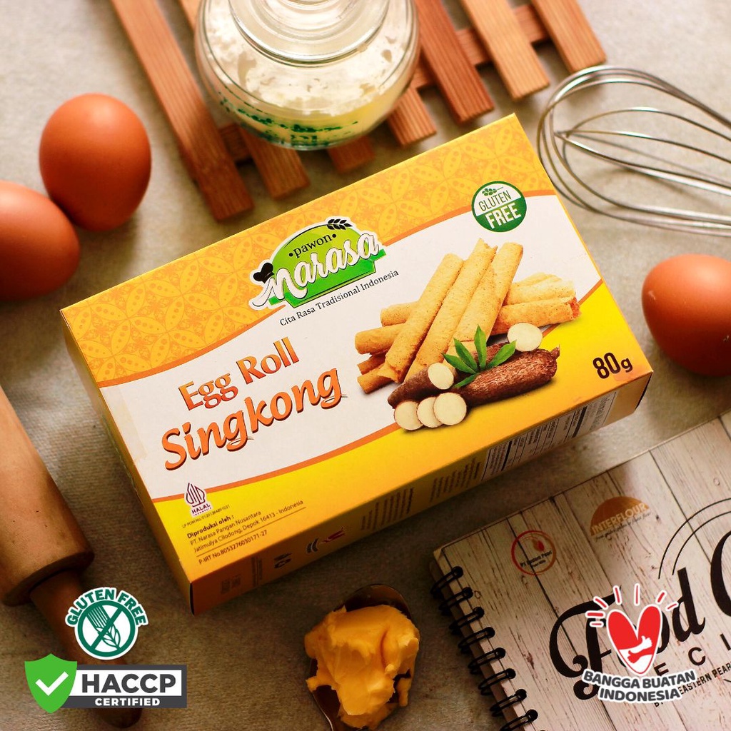 

Paket 2 - Biscuit Gluten Free - Egg Roll SINGKONG (80 g) - Pawon Narasa