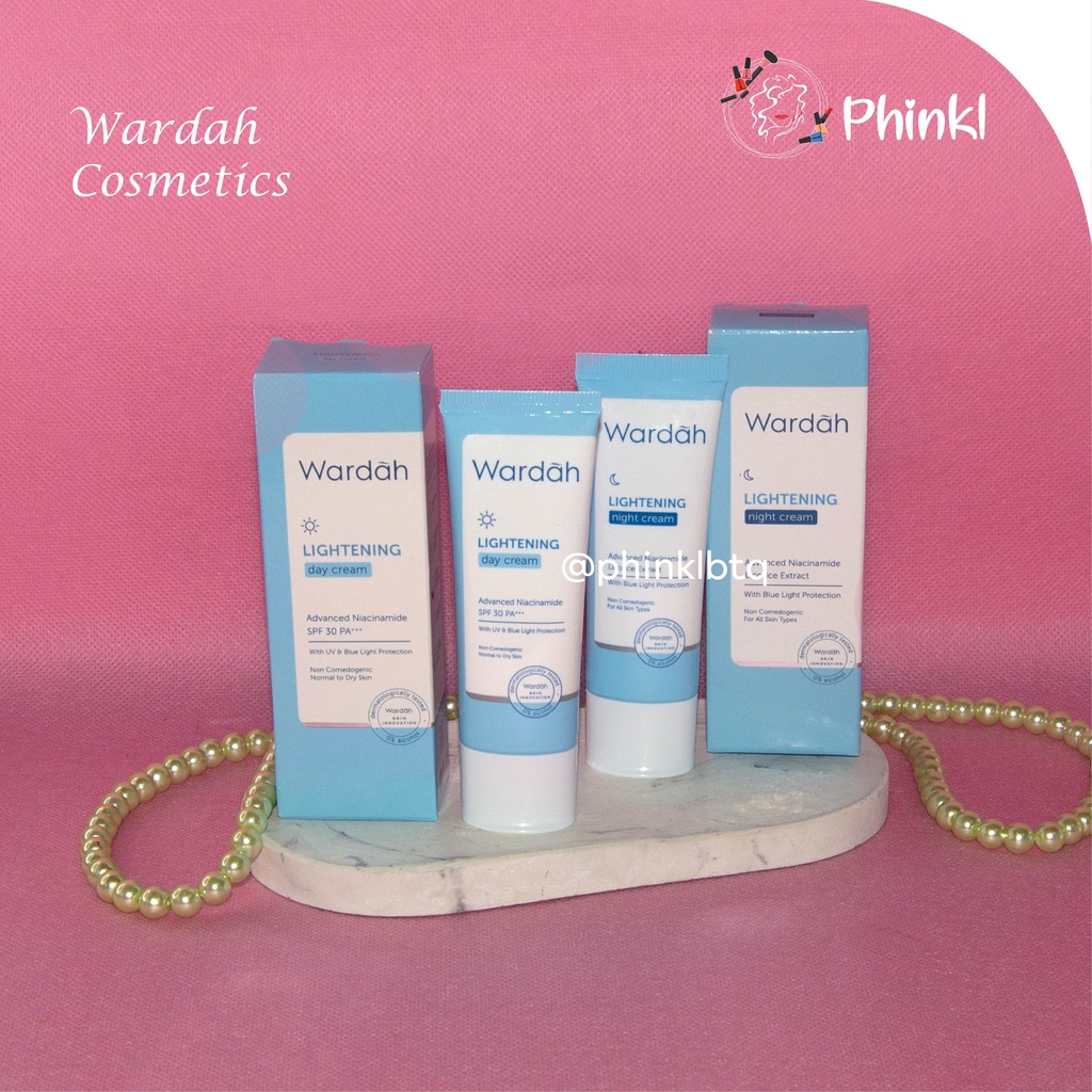 `ღ´ PHINKL `ღ´ ᘺᗩᖇᕲᗩᕼ Wardah night cream biru lightening moisturizer pelenbab wajah