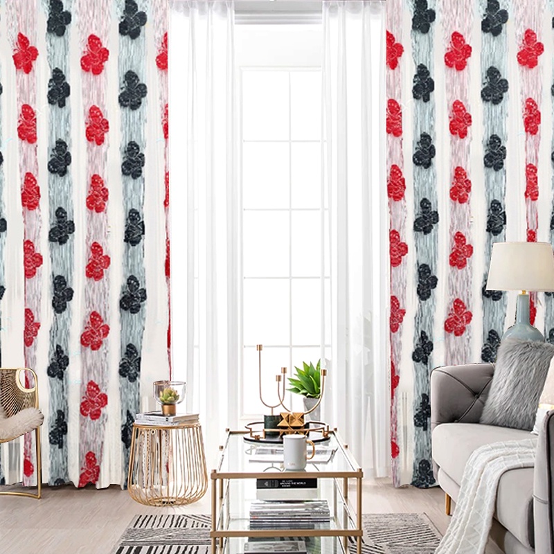 TIRAI PINTU DAN GORDEN JENDELA POLOS 100cm x 200cm / Tirai Benang Kupu Kupu / Tirai Hiasan Kamar Tid